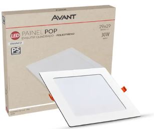 Painel Led Pop Embutir Quadrado 30w 6500k 39cm Bivolt  Branco Avant