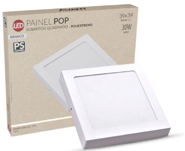 Painel Led Pop Quadrado Sobrepor 30w 6500k 39x39mm Avant