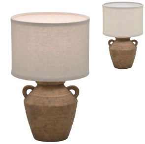 Abajur Bivolt E27 Marrom com Cúpula creme 36cm Espressione Mabruk