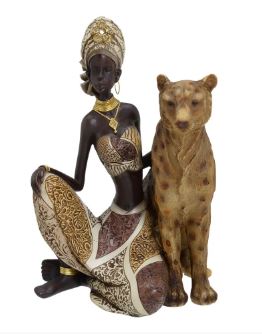 Escultura  Africana Decorativa Sentada Ref: 83-953 25,5 cm Mabruk