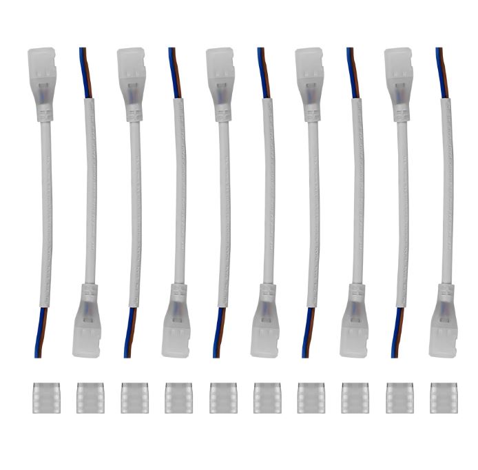 Kit 10 Cabos de Instalação e 10 Terminais de Proteção para Fita Led Direta