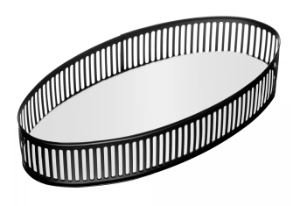 Bandeja de Metal com Espelho Berlin Preto Fosco 32x17x 5cm - Lyor