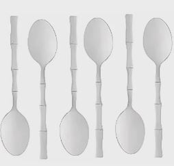Conjunto 6 Colheres Sobremesa de Aço Inox Bambu Elegant 15,2cm  - Lyor