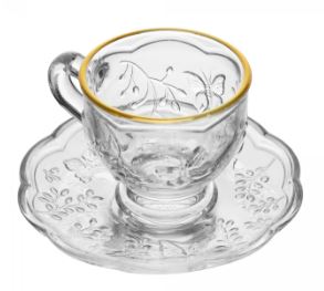 Xícara de Café com Pires New Butterfly com Fio de Ouro 80ml - Lyor