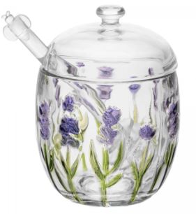 Meleira com Pegador Lavanda Hand Painting 8,5x11cm Cristal - Lyor