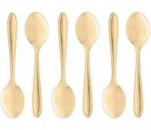 Conjunto 6 Colheres de Chá de Aço Inox Gastro Dourado 13cm - Lyor