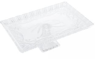 Prato para Bolo de Cristal Janine 29,5x19,5cm - Lyor