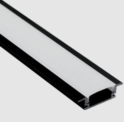 Perfil De Embutir Preto Aluminio 2 Metros 24,5X12,2mm Bronzearte