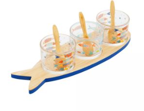 Conjunto 3 Petisqueiras com Bandeja de Bambu Iki - Wolff