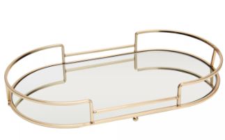 Bandeja Decorativa de Metal Dourada 32x18x5cm - Wolff
