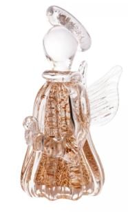 Figura Decorativa Anjo de Vidro Italy Dourado 7x7x15cm - Wolff