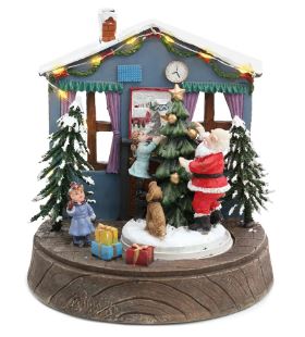 Cenário Casa Noel Com Luz e Movimento 19x16cm  - Cromus