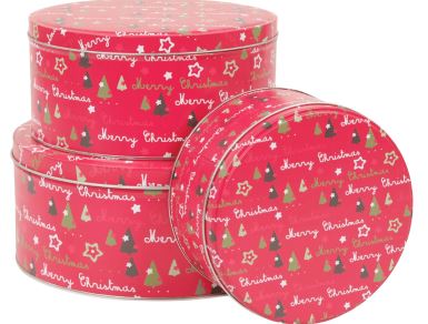 Latas Natalinas para Biscoito Vermelho Com 3 unidades - Cromus