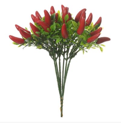 Folhagem Pick Pimenta Plastico X5 Com 6 Hastes Vermelho 21cm - Florarte