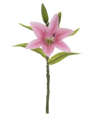 Haste Lirio Real Toque X4 Rosa 37cm - Florarte