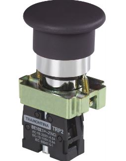 Botão Cogumelo TRP2-BC22 1NF Preto com Base de Metal -  Tramontina