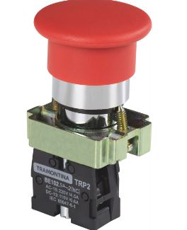 Botão Cogumelo TRP2-BC42 1NF Vermelho com Base de Metal - Tramontina
