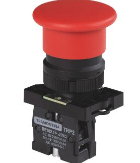 Botão Cogumelo TRP2-EC42 1NF Vermelho com Base de Plástico - Tramontina