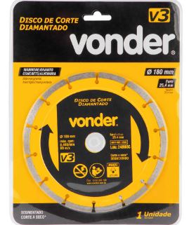 Disco de Corte Diamantado 180mm Segmentado V3 - Vonder