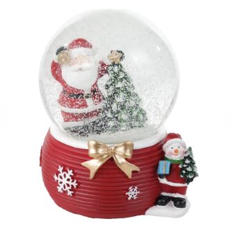 Globo De Agua Neve Noel Vermelho Com Arvore Colorido 14,5cm - Cromus