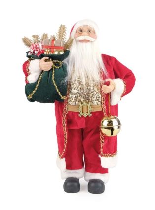 Enfeite de Natal Papai Noel em Pé com Saco de Presentes 45cm - Cromus