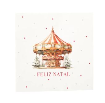 Guardanapo  Algodão Natal/Carrosel Colorido 33cm - Cromus