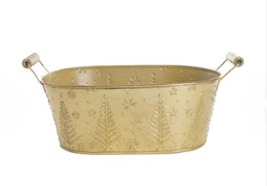 Cachepot Retangular Com Alca Ouro P - Cromus