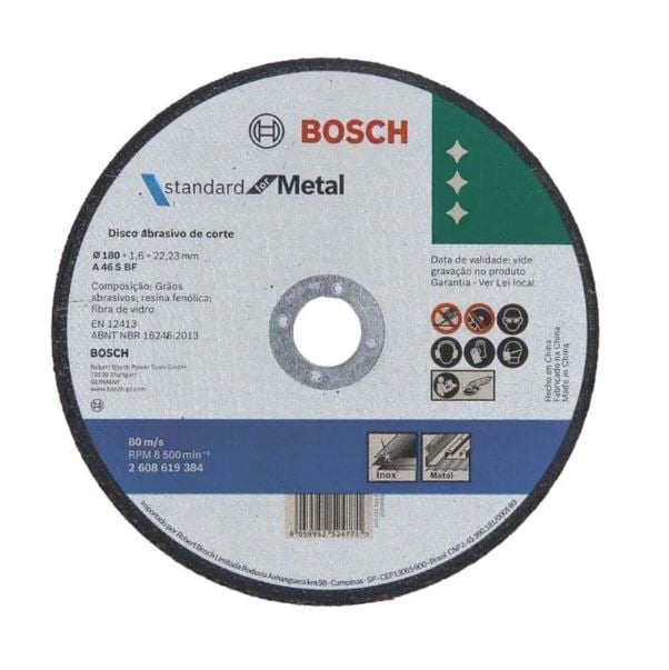 Disco de Corte Standard For Metal 180x1,6mm Reto - Bosch