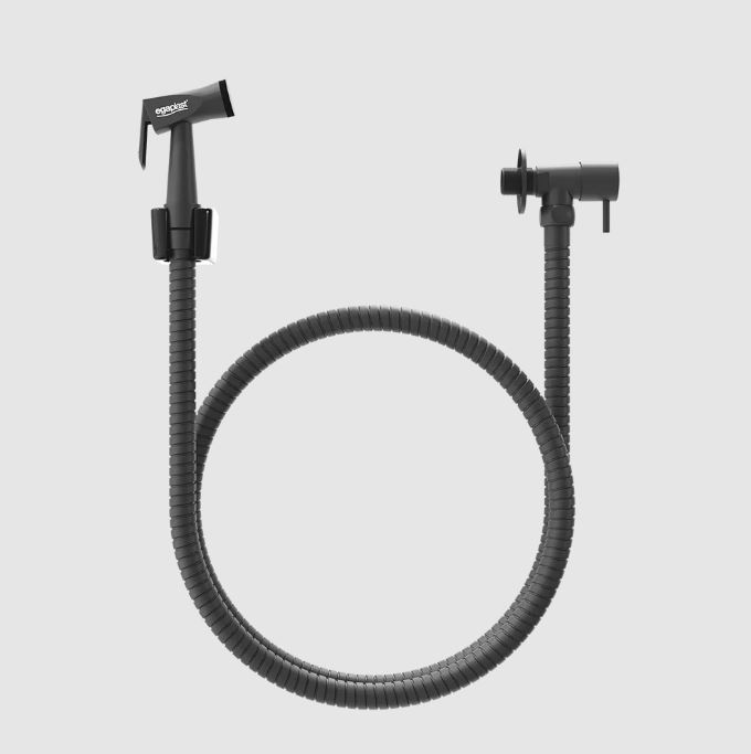 Ducha Higiênica com Registro e derivação Com Gatilho Preto Egaplast