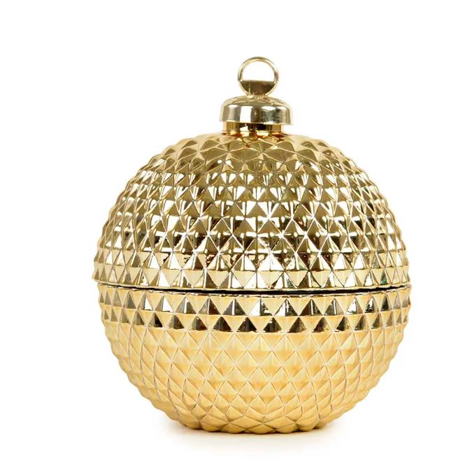 Bomboniere de Vidro Losango Natal Dourado 13cm - Cromus