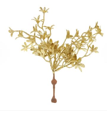 Pick Decorativo Folhas Com Glitter Ouro - Cromus