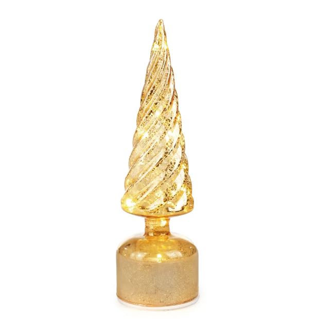 Arvore Giratoria Decorativa Com Led Ouro 40cm - Cromus