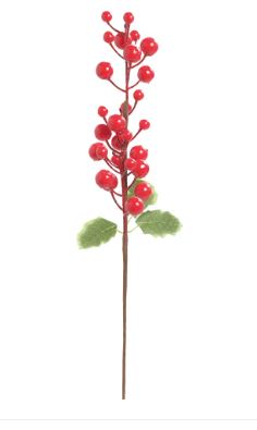 Galhos Decorativos Medio Azevinho Vermelho 52cm - Cromus