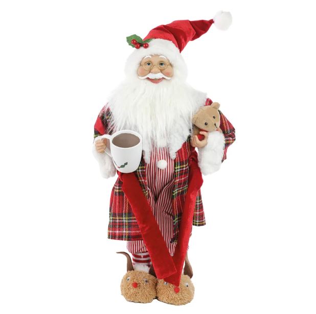 Papai Noel Decorativo Com Xicara e Urso Vermelho 45cm - Cromus