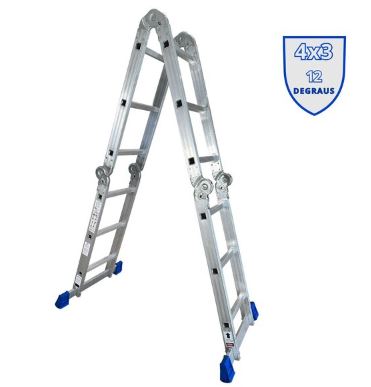 Escada De Alumínio Articulada 4x3 Com 12 Degraus - Alumasa