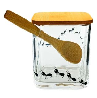 Açucareiro com Tampa e Colher de Bambu New Bug 9,5cm Vidro – Lyor