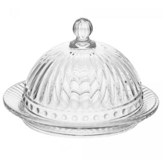 Prato para Doce com Tampa Empire 14,5x14,5x 9,5cm Cristal - Lyor