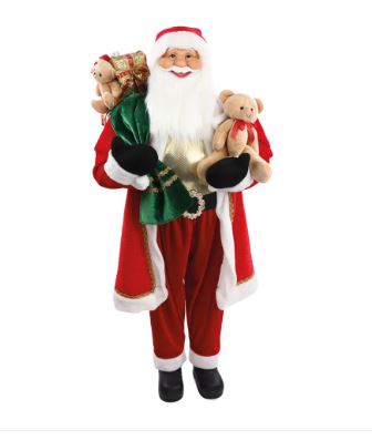 Papai Noel Em Pé Decorativo Com Urso Colorido 150cm - Cromus