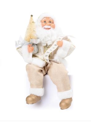 Papai Noel Decorativo Com Pergaminho Ouro/Branco Cromus