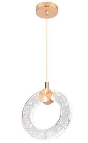 Pendente NTL-006 Aro de Cristal Dourado 6w 3500k Nitrolux