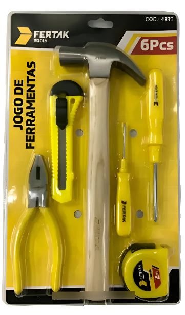 Kit Jogo De Ferramentas Manuais Domésticas Com 6 Peças Fertak