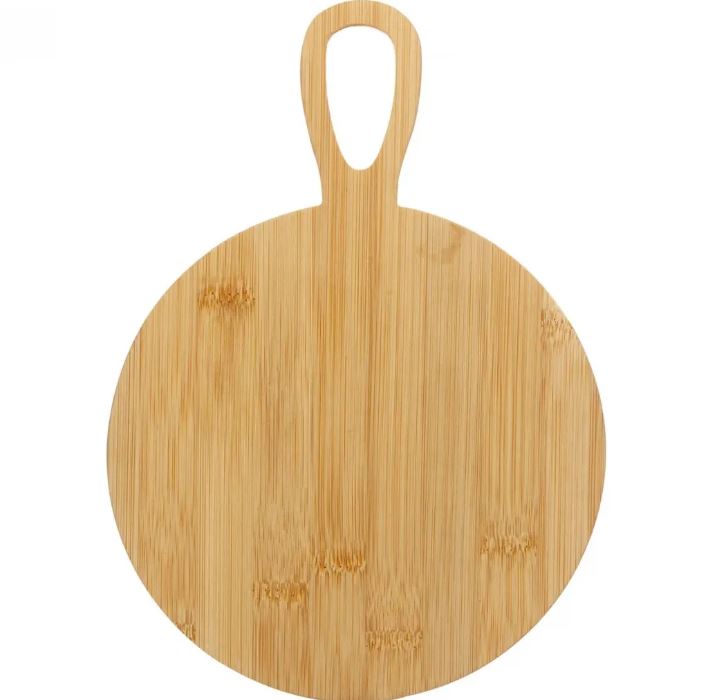 Tábua Redonda para Servir com Cabo 28x20x1cm Bambu - Lyor