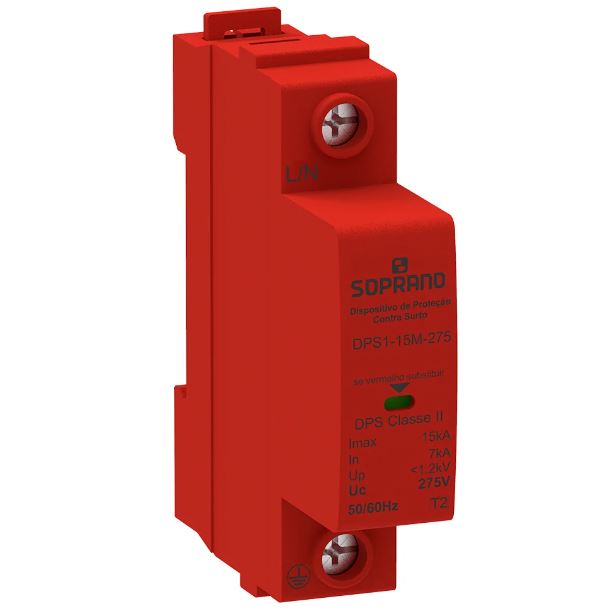 Protetor de Surto 1 Polo Monobloco 7-15KA 275V - Soprano
