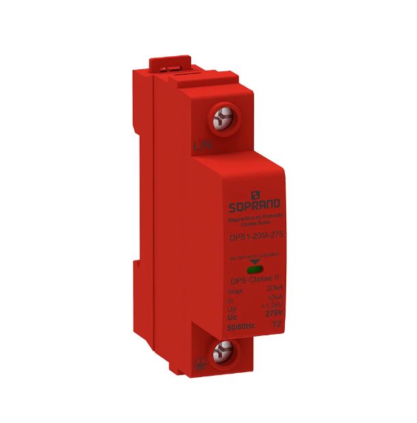 Protetor de Surto 1 Polo Monobloco 20KA 275V - Soprano