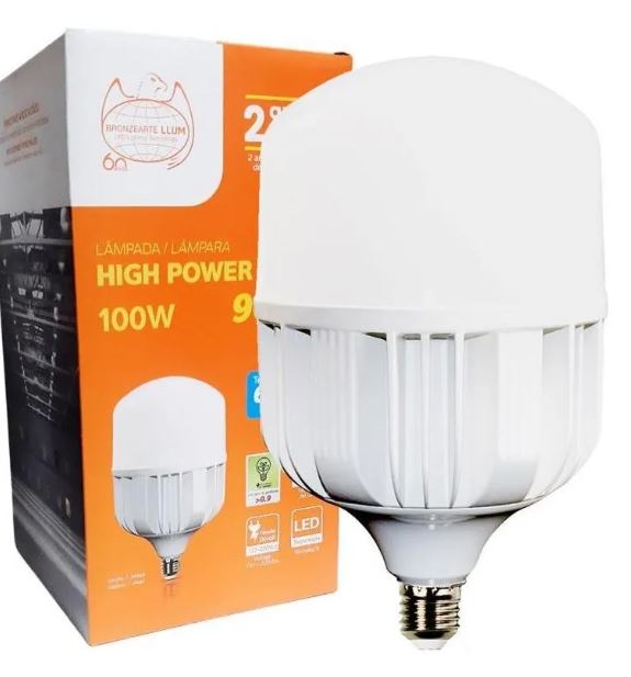Lâmpada Led High Power 100w E-40 6500k - Bronzearte