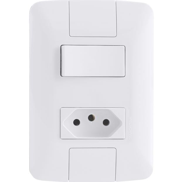 Conjunto Interruptor Paralelo 6A E 1 Tomada 2P+T 20A 220v -Tramontina