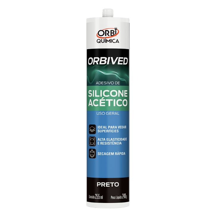 Adesivo Silicone Uso Geral Acético Preto 240g Orbi