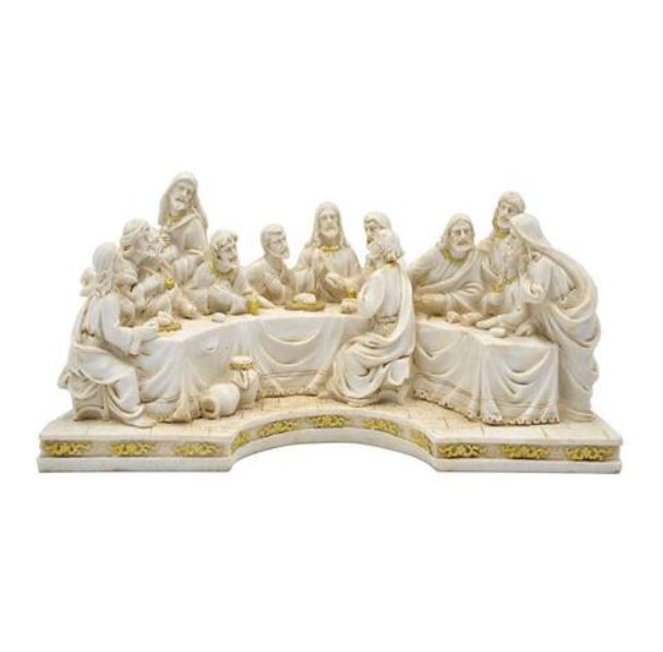 Escultura Santa Ceia Mesa De Natal Marfim 23x11cm Zona Livre