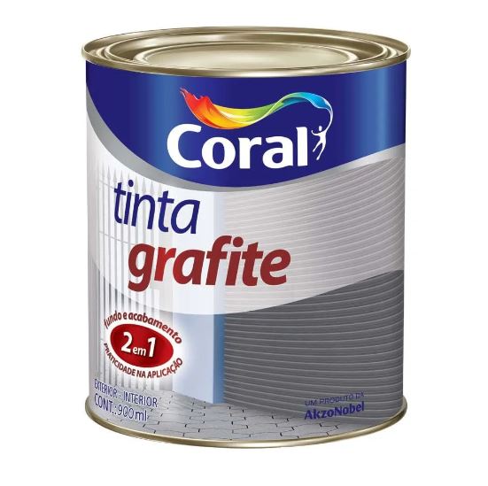 Tinta Esmalte Sintético Grafite Cinza Escuro Fosco 900ml - Coral