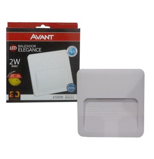 Balizador Led Elegance 4x4 2w 6500k Bivolt Branco Avant